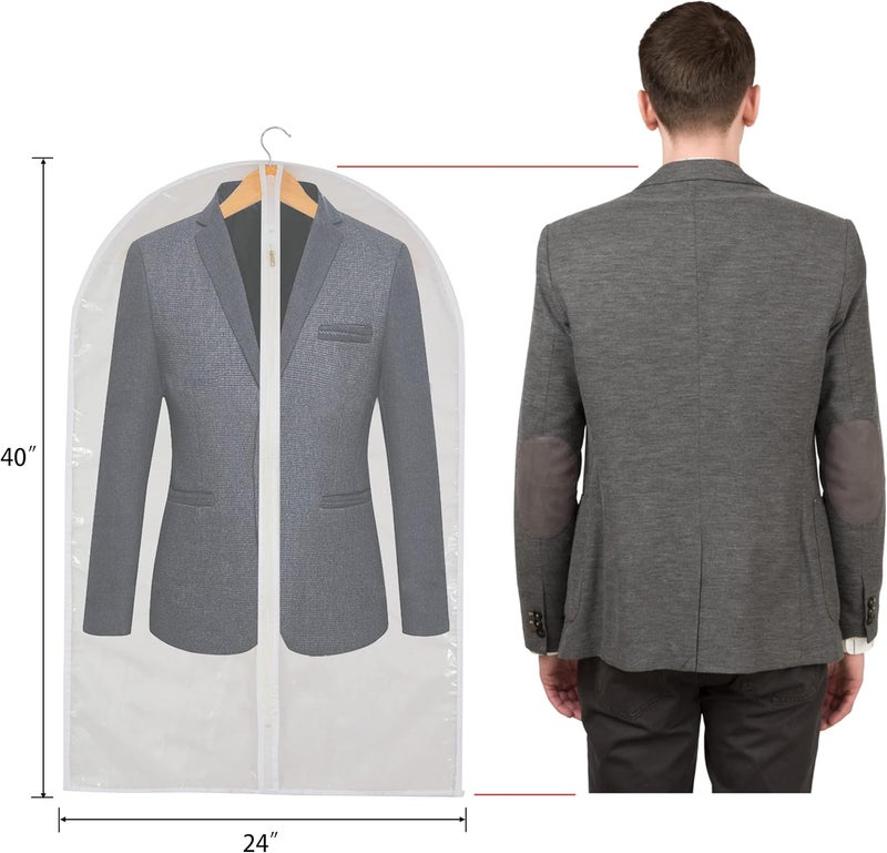 MS KITCHEN Clear Garment Bag Suit Bags for Closet Storage, Vinyl Garment Bags for Hanging Clothes, Coat Covers for Closet with Zipper and Plastic Garment Bags for Hanging Clothes - 24'' X 40''/6 Pack - Image 2